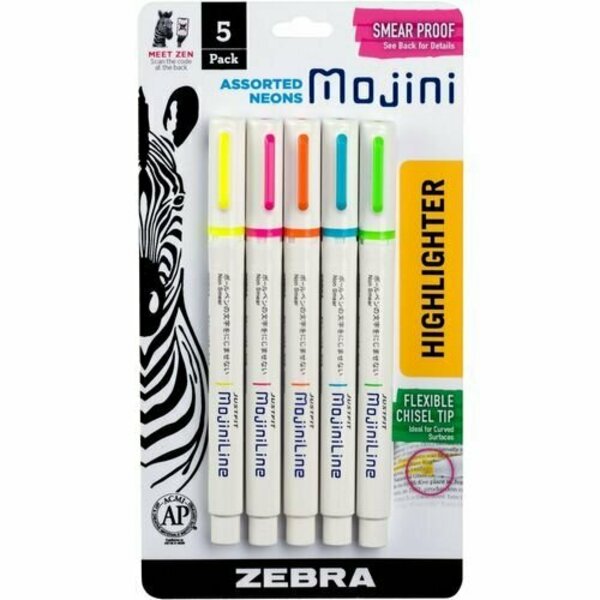 Zebra Pen Highlighters, Chisel, Flex Tip, 3.5-4mm, AST Brights, 5PK ZEB70205
